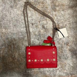 Red Kate Spade Clutch with chain